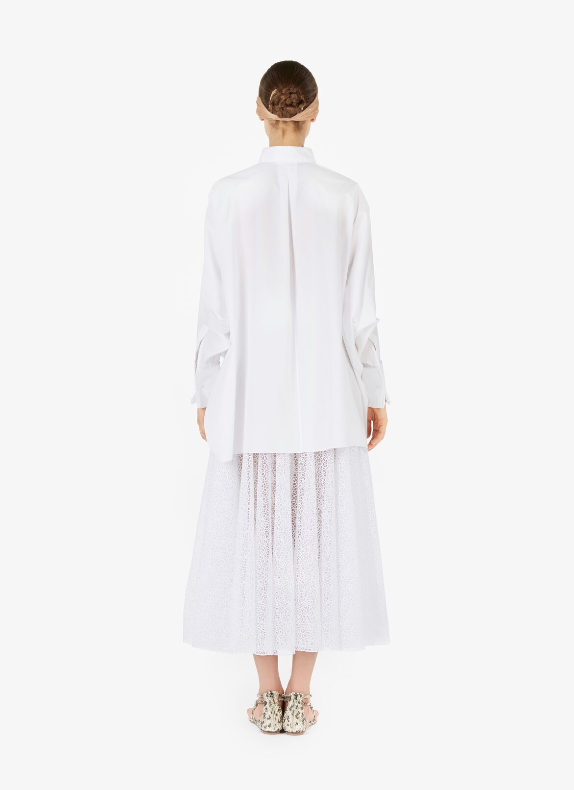 Flowing Macramé Tulle Skirt ALAÏA WHITE FLOWING MACRAMÉ TULLE SKIRT